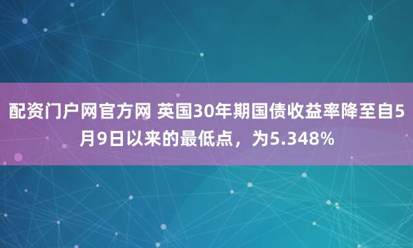 配资门户网官方网 英国30年期国债收益率降至自5月9日以来的最低点，为5.348%