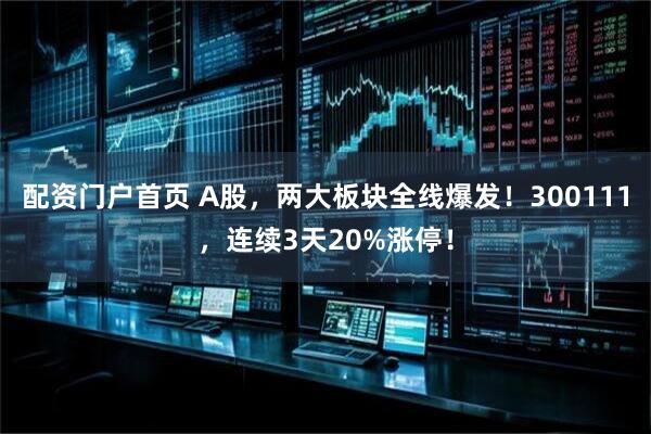 配资门户首页 A股，两大板块全线爆发！300111，连续3天20%涨停！
